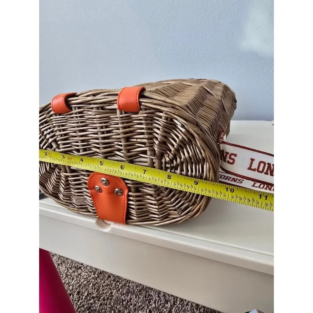 Texas Longhorns Wicker Cooler Bag With Corkscrew NWT Insulated Picnic Tailgate